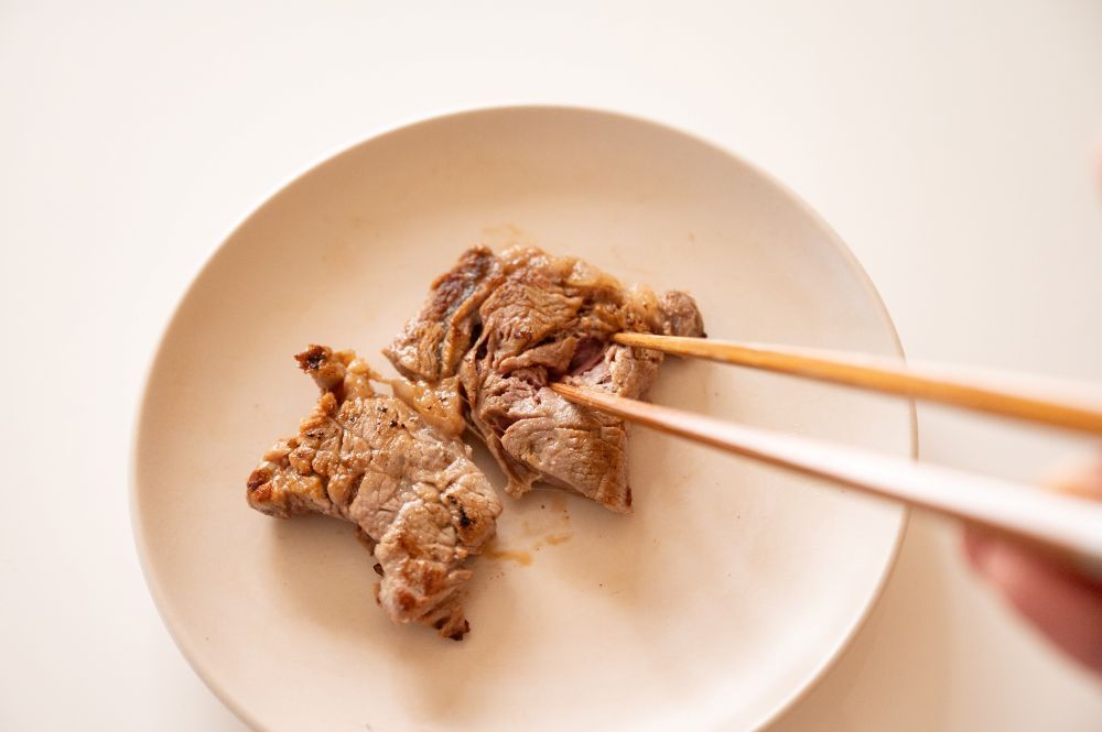 (3)ヨーグルト：プレーンヨーグルトに1時間漬け込んだ肉