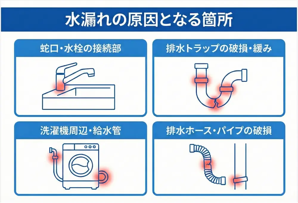 水漏れ箇所を見分けて原因を特定する方法
