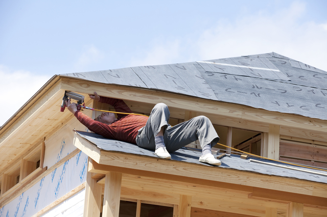 建築中の家と大工