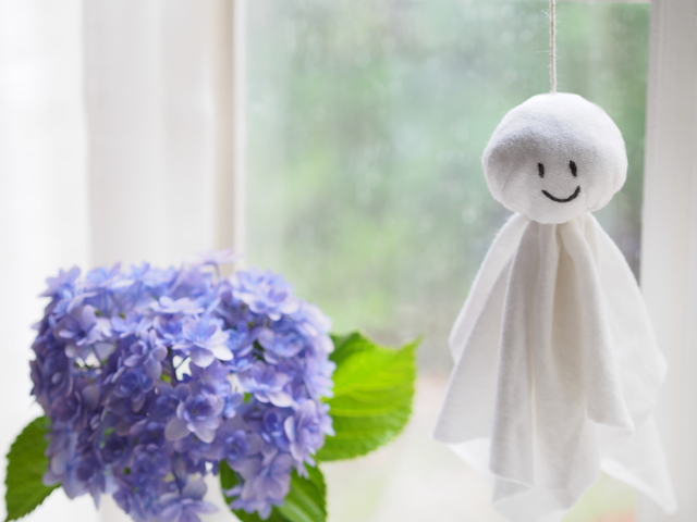てるてる坊主とあじさい
