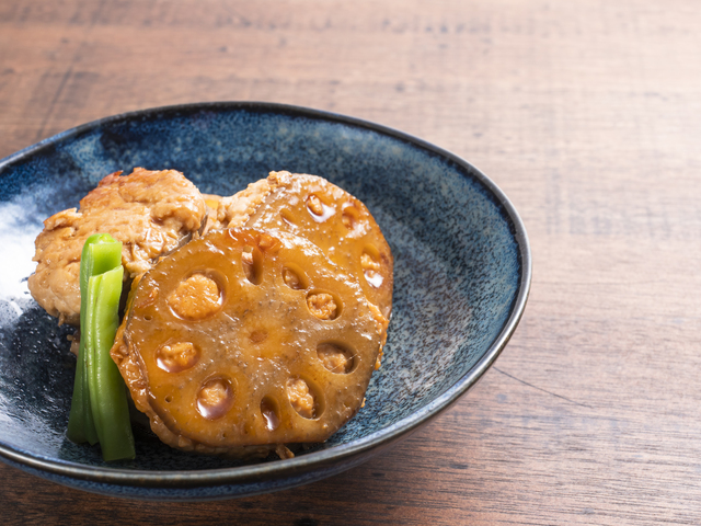 蓮根つくねの照り焼き