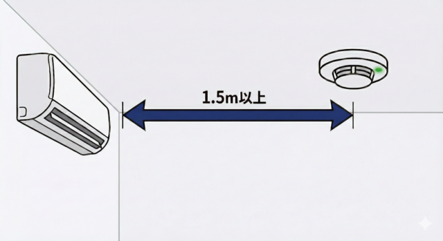 火災報知器から離れた場所