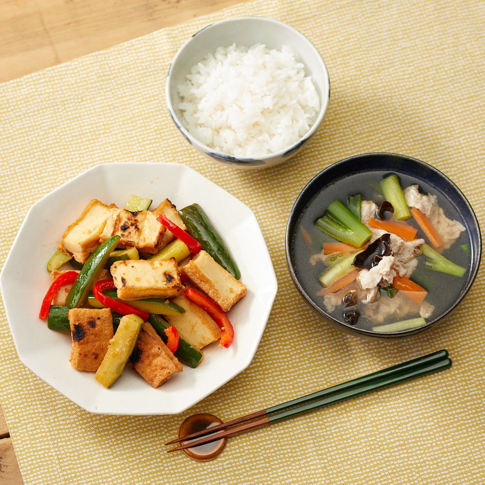 夏の一汁一菜献立レシピ(10)】水曜日「厚揚げときゅうりのピリ辛炒め